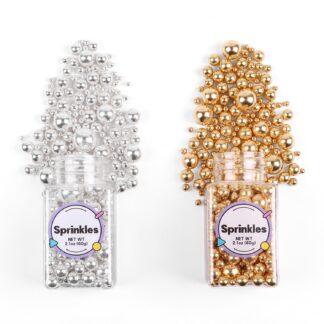 Edible Golden-Silver Mixed Sugar Balls (mixed size)-50gm