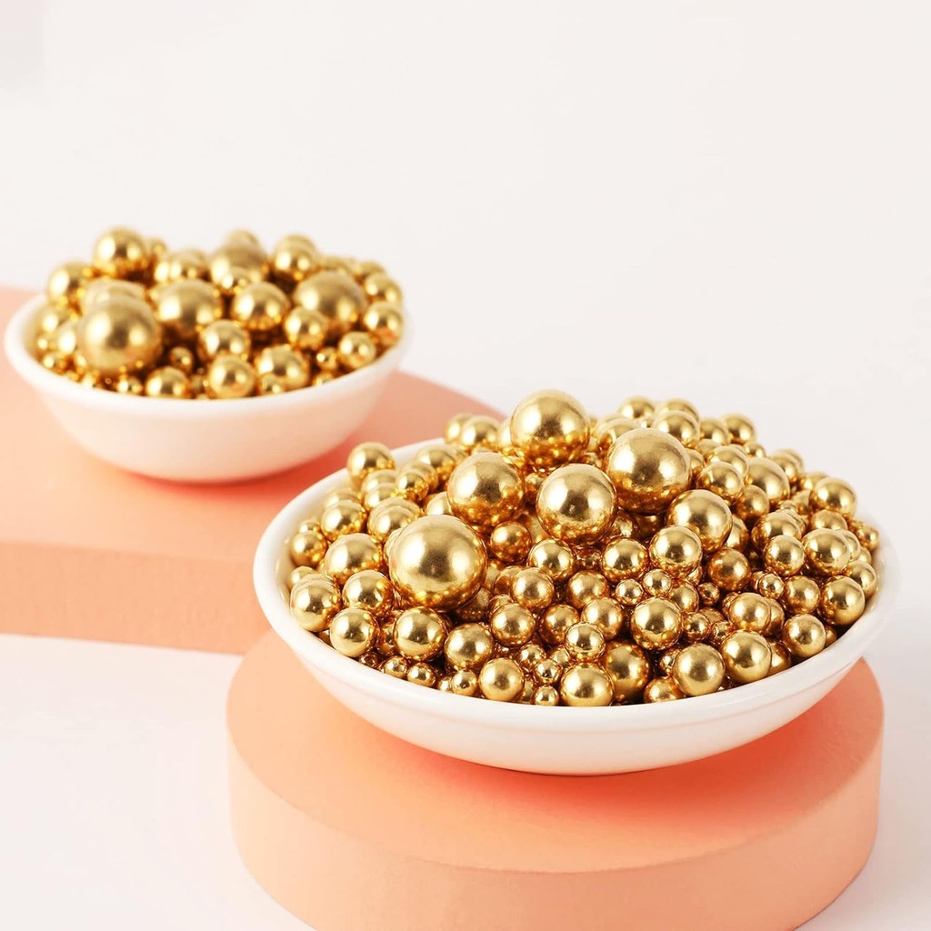 Edible Golden Sugar Balls (mixed size)-25gm